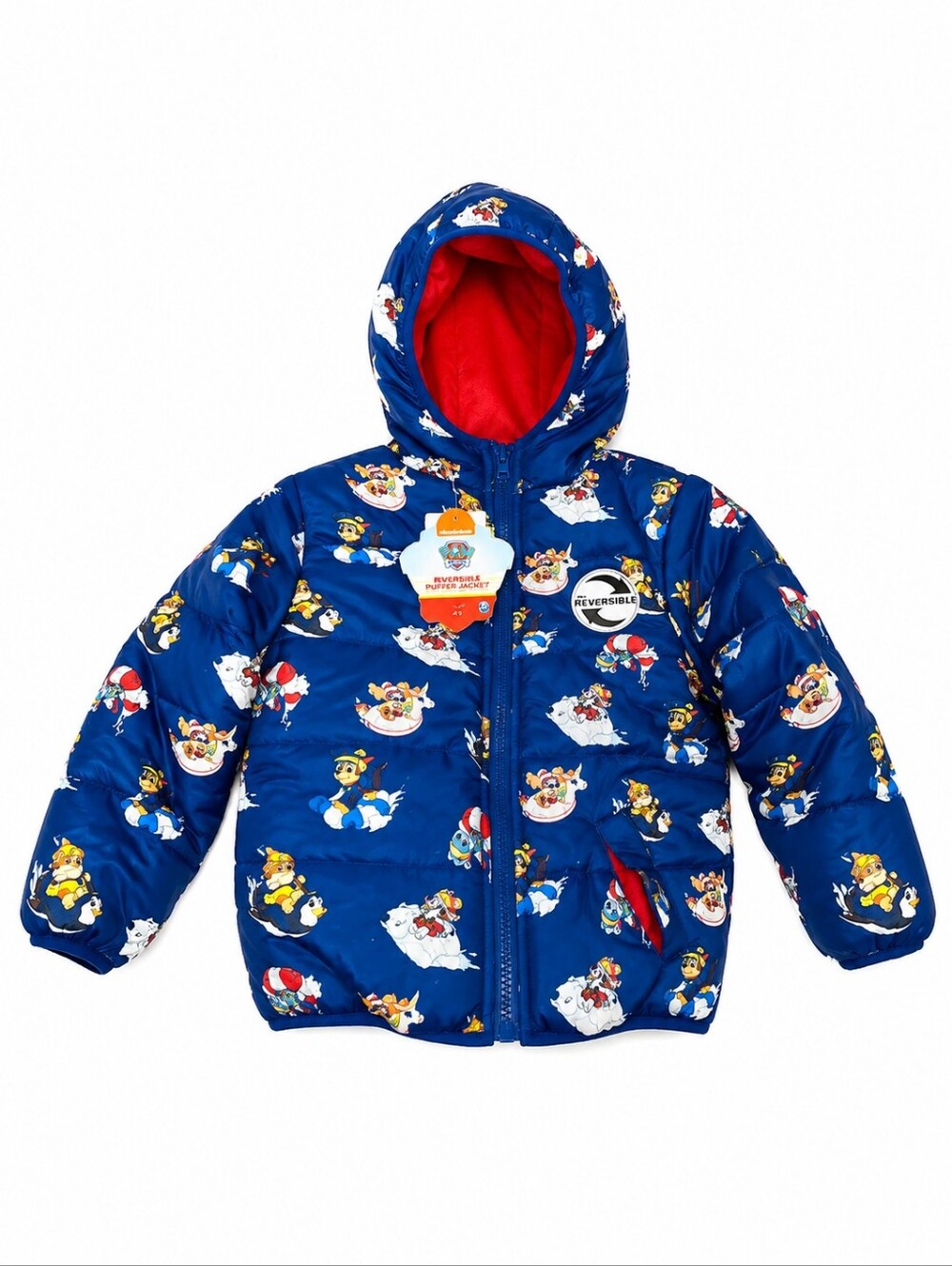 Kids Blue Printed Puffer Jacket with Hood Paw Patrol Size 3t